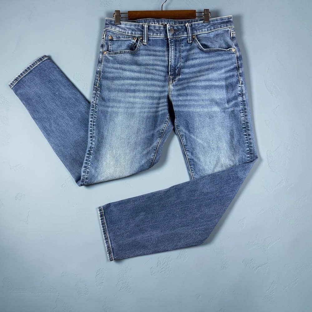 American Eagle Airflex+ Slim Jeans Mens 34x32 Medium Wash Blue Stretch Denim